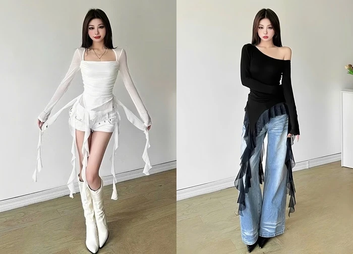 Bí quyết phối đồ với áo đuôi sứa cho nàng hiện đại