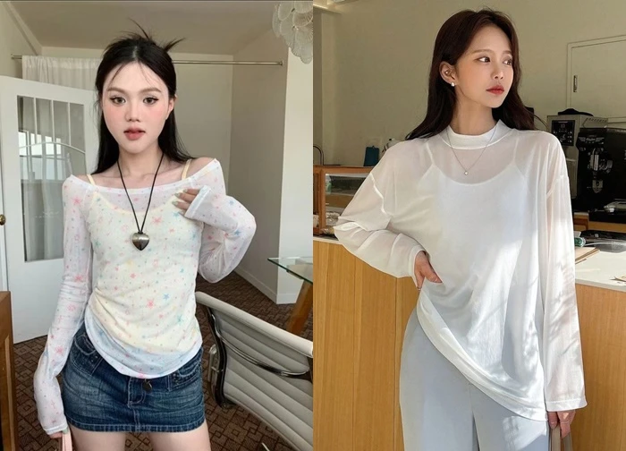 Biến hóa phong cách hè 'nửa kín nửa hở' với áo thun mỏng