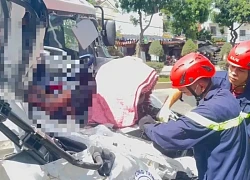 Đầu xe tải bẹp dúm, cảnh sát cắt cửa cứu nạn nhân