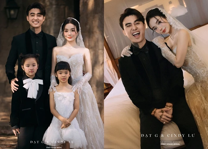 Đạt G và Cindy Lư tung trọn ảnh cưới trước giờ G: Dâu rể đẹp đôi nhưng thái độ 2 "thế lực nhí" mới hot!