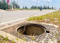 Hàng loạt nắp cống trên đường 210 tỷ đồng mới đưa vào sử dụng biến mất