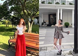 Cặp đôi áo trễ vai và chân váy tạo nên nét quyến rũ khó cưỡng
