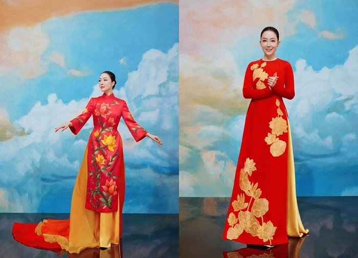 'Chim công làng múa' Linh Nga rạng rỡ trong thiết kế áo dài của Thủy Nguyễn