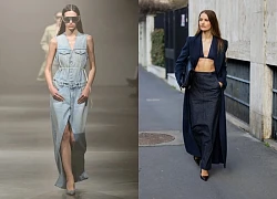 Chân váy denim dài xẻ tà, chân váy đuôi cá cho mùa thu