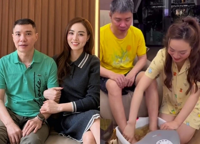 Vợ 1 nam NSND đăng clip rửa chân cho chồng, gọi chồng U55 là em bé: "Nếu diễn không tồn tại đến giờ"