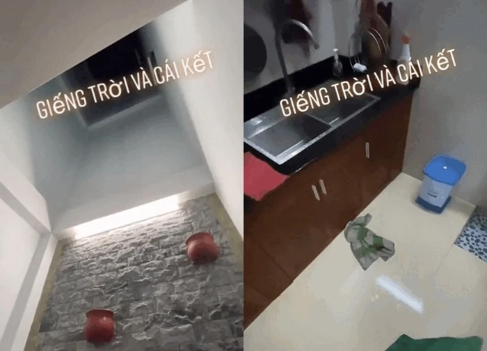 Căn bếp "khổ nhất TikTok" chỉ vì 1 thiết kế quen: Gia chủ đội nón rửa bát, trời mưa càng quằn quại hơn