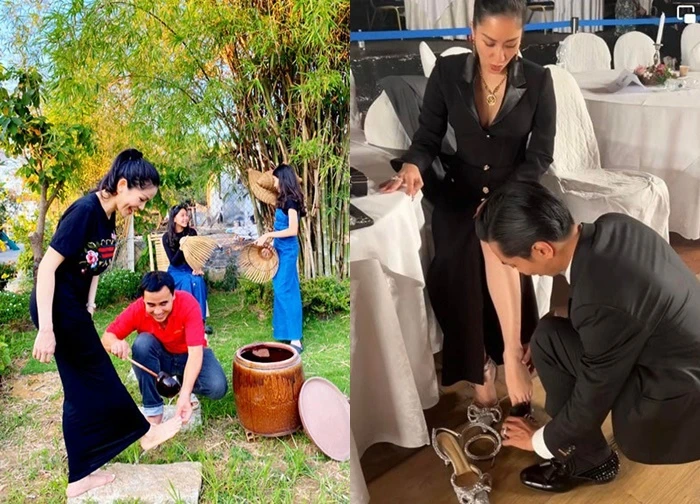 Những ông chồng giàu, nổi tiếng showbiz Việt thích rửa chân gội đầu cho vợ