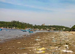 Bờ biển ngập ngụa trong rác ở Quảng Ngãi