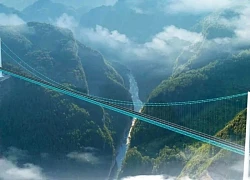 Trung Quốc xẻ núi làm đường cao tốc, dẫn thẳng tới cầu cao nhất thế giới