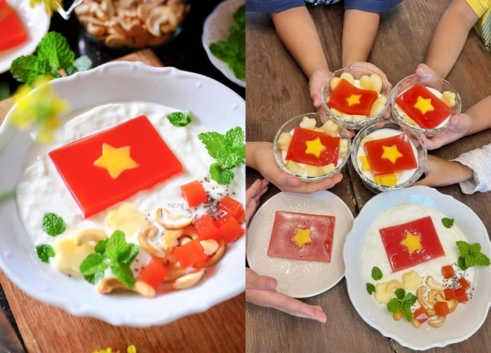 Mẹ đảm ở Hà Nội chỉ cách làm thạch rau câu cờ đỏ sao vàng cực đơn giản, mừng ngày đại lễ 2/9
