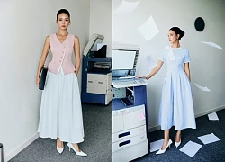 Đẹp bất bại với bộ ba váy dài, quần ống rộng và giày cao gót