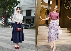 Chân váy dáng dài giúp nàng linh hoạt trong mọi bản phối