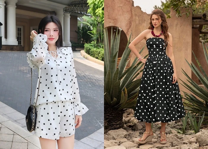Trang phục chấm bi giúp nàng trở thành tâm điểm mọi ánh nhìn