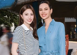 Tiểu Vy chung khung hình với Hoa hậu Hoàn vũ Catriona Gray