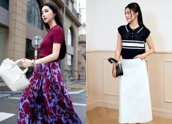 Quần ống rộng, váy dài và áo polo dệt kim, cặp đôi mới của mùa