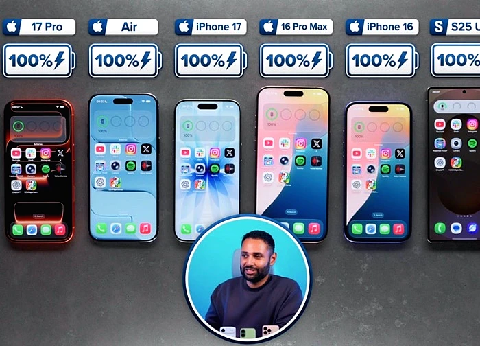Đọ thời lượng pin loạt iPhone 17, iPhone Air và Galaxy S25 Ultra