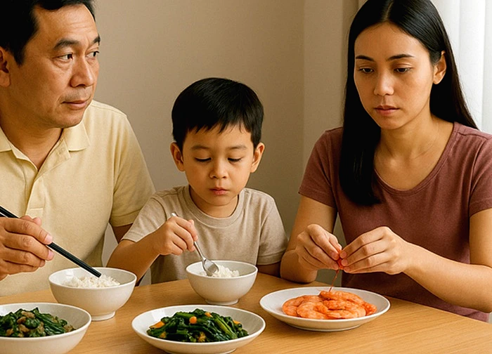 Con tôi 5 tuổi tự ăn, chồng 42 tuổi vẫn chờ vợ bóc tôm, gỡ xương cá