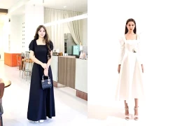 Đầm cổ vuông tay phồng nâng tầm phong thái quý cô