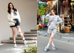 Áo nỉ phối quần shorts tạo bản phối 'trái mùa' đầy ngẫu hứng