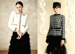 Váy dài và áo khoác tweed dáng ngắn, cặp đôi hoàn hảo cho những ngày cuối năm