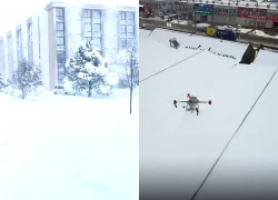 Bão tuyết làm tê liệt sản xuất, Trung Quốc dùng drone "cứu" nông trại và nhà máy