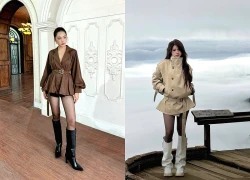 Trang phục thắt đai phối quần tất định hình vóc dáng thon gọn