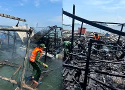 Cháy bè cá, một số người vội nhảy xuống biển thoát thân