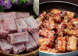 Cuối tuần làm sườn non rim mắm tỏi, miếng sườn óng vàng, đậm vị, hao cơm