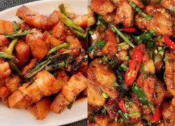 Cuối tuần rang thịt ba chỉ cháy cạnh, miếng thịt vàng ruộm, thơm nức, ăn với cơm nóng cực cuốn