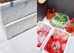 Cảnh khui 2 chiếc thùng xốp nặng 45kg trong nhà bếp lúc 4h sáng của cô gái gây chú ý