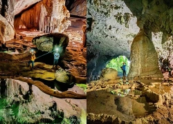 Ngắm 'ruộng bậc thang' xanh ngọc kỳ ảo dưới lòng đất ở Quảng Trị
