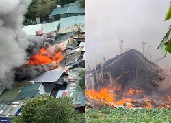 Sau tiếng nổ, dãy nhà trọ tự phát ở Hà Nội bùng cháy dữ dội