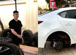 Công an phát thông báo tìm khổ chủ bị trộm bánh ô tô