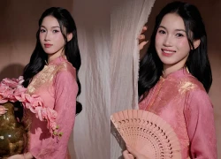 Hoa khôi bóng chuyền Nguyễn Thị Phương hoá nàng thơ, diện áo dài xinh đẹp dịu dàng đón Tết