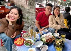 Lê Phương và chồng tình tứ đi dạo ở Hà Nội ngay cận Tết