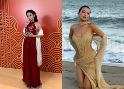 Sĩ Thanh đạp váy khi mang giày cao gót chót vót, suýt 'vồ ếch' trên thảm đỏ