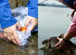 Người dân TP.HCM ra giữa sông tiễn ông Công, ông Táo