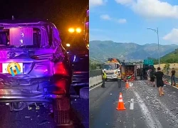 Bốn ô tô tông nhau trên cao tốc Nha Trang - Cam Lâm