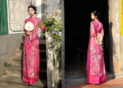 Áo dài hồng, sắc xuân ngọt ngào trong thời trang ngày tết
