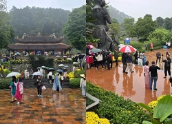 Khách thập phương đội mưa xuân vãn cảnh chùa Địa Tạng Phi Lai