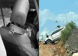 Ô tô lao ra khỏi đường cao tốc, người trên xe bị thanh sắt đâm vào ngực