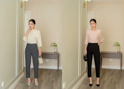 Áo blouse sánh đôi cùng quần baggy, tối giản mà vẫn sành điệu