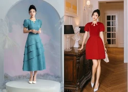 Điểm nhấn với trang phục khoét cổ ngực tinh tế, cuốn hút