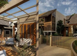 Nhà 2 tầng bằng gỗ và kính tổ chức không gian quanh hồ nước