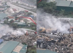 Hiện trường tan hoang sau vụ cháy kho xưởng làm 1 người tử vong ở Hà Nội