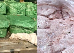 Phát hiện hơn 1,3 tấn nầm lợn bốc mùi trên xe tải ở Hưng Yên