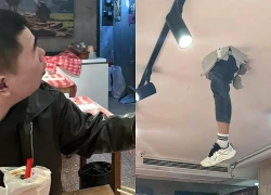 Trung Quốc: Đang dùng bữa, khách hàng tá hỏa thấy chân người rơi xuống từ trần nhà vỡ toác