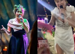 Xôn xao nữ ca sĩ vừa hát vừa bán vé dò lô tô hội chợ, danh tính chẳng ai xa lạ