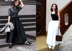 Mát nhẹ ngày nắng qua bản phối váy dài và giày thể thao