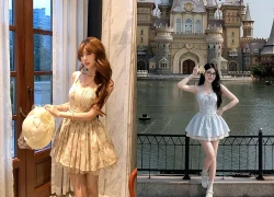 Hóa thành nàng thơ ngọt ngào cùng đầm hai dây dáng xòe